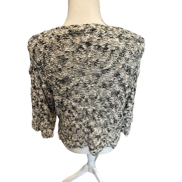 EILEEN FISHER Natural Black White Cotton Blend Slub Melange Boxy Sweater PM - Picture 4 of 6